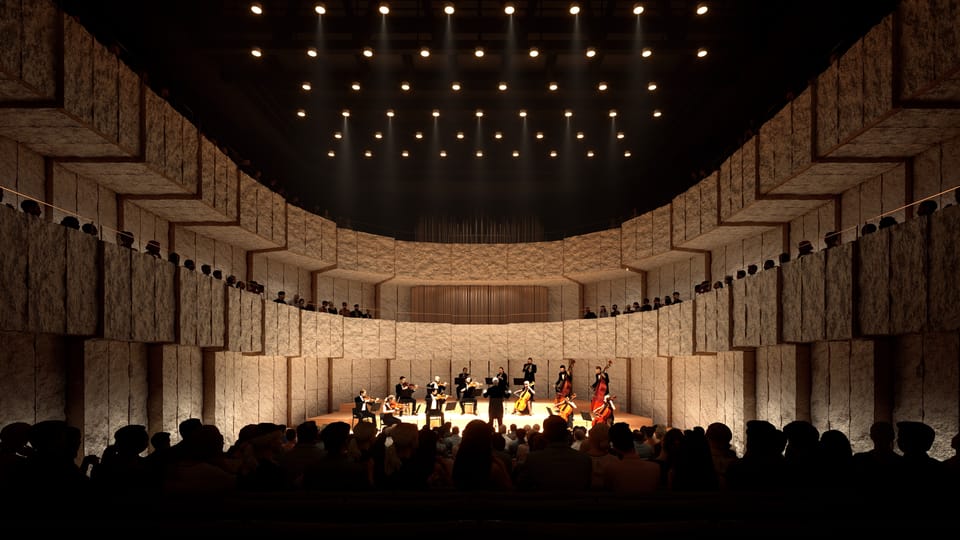Small concert hall | Photo: Bjarke Ingels Group (BIG) / CAMP Small concert hall | Photo: Bjarke Ingels Group (BIG) / CAMP