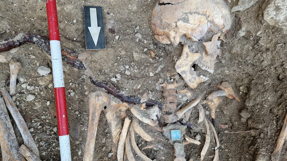 Skeletal relics with a medallion of the Virgin Mary on the chest | Photo: National Heritage Institute, CC BY-NC-ND 3.0 CZ Skeletal relics with a medallion of the Virgin Mary on the chest | Photo: National Heritage Institute, CC BY-NC-ND 3.0 CZ