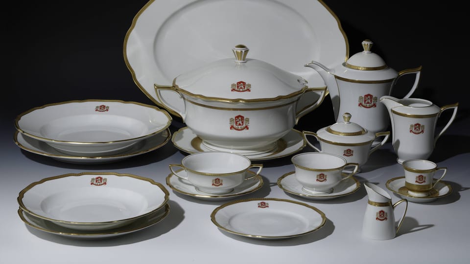 A selection from the dining set used by President Gustáv Husák,  1970s,  photo: © Prague Castle collection,  Lány chateau,  Jan Gloc