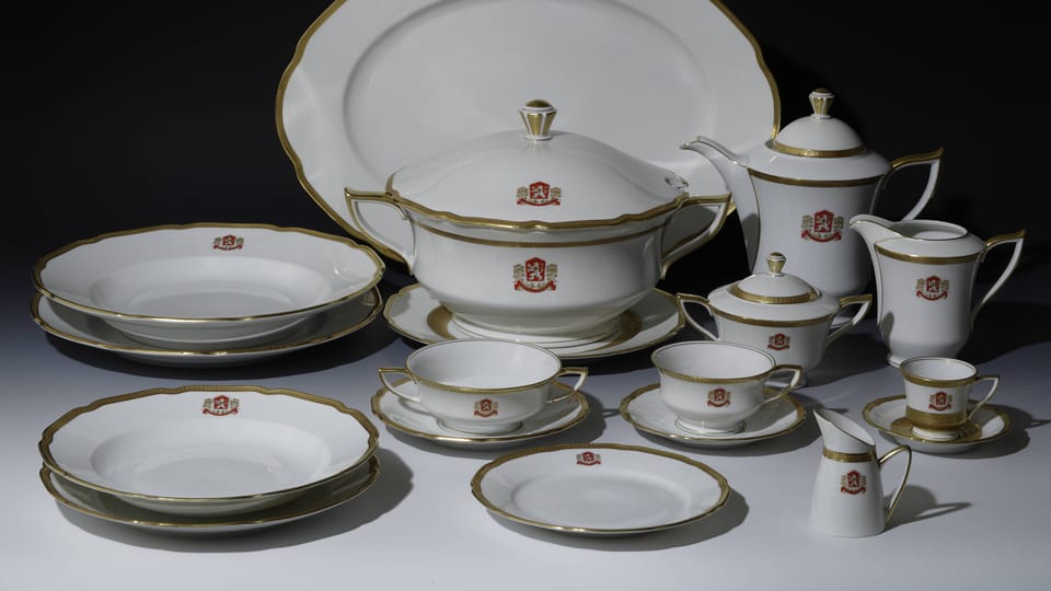 A selection from the dining set used by President Gustáv Husák, 1970s, photo: © Prague Castle collection, Lány chateau, Jan Gloc A selection from the dining set used by President Gustáv Husák, 1970s, photo: © Prague Castle collection, Lány chateau, Jan Gloc
