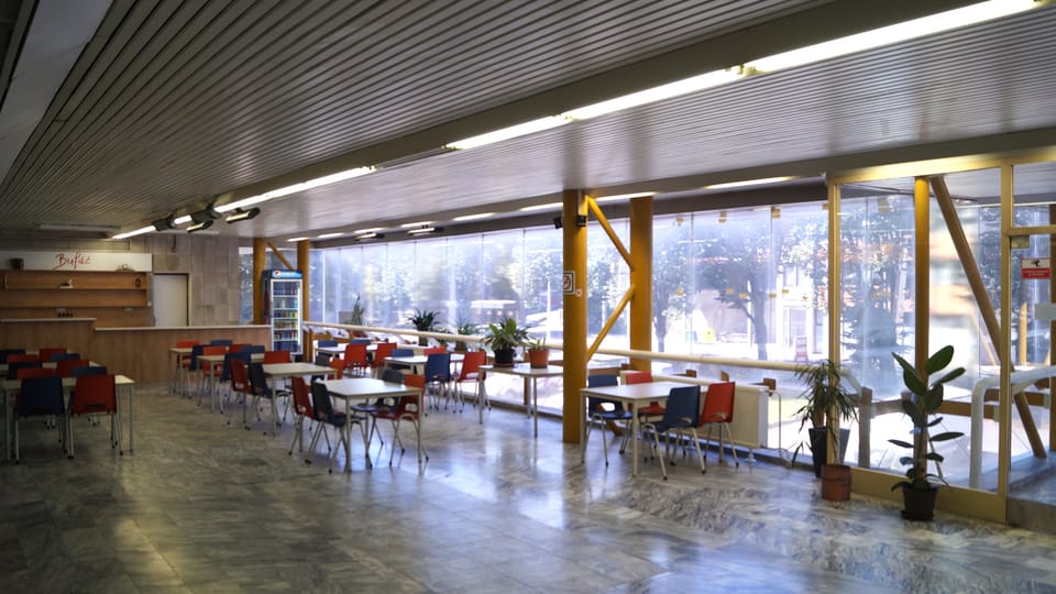 Coffee inside the Strahov Stadium | Photo: Radio Prague International Coffee inside the Strahov Stadium | Photo: Radio Prague International