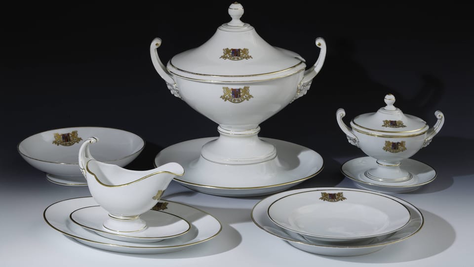 A selection from the dining set of President T.G.Masaryk, photo: © Prague Castle collection, Lány chateau, Jan Gloc A selection from the dining set of President T.G.Masaryk, photo: © Prague Castle collection, Lány chateau, Jan Gloc
