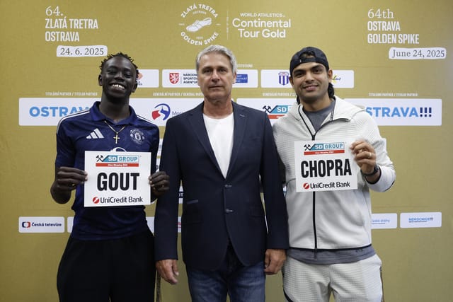 Gout Gout,  Jan Železný and Neeraj Chopra | Photo: Pavel Lebeda,  ČTK