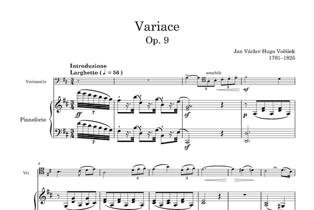 Jan Václav Hugo Voříšek: Variations for cello  (or violin) and piano,  op. 9 | Photo: Czech Radio