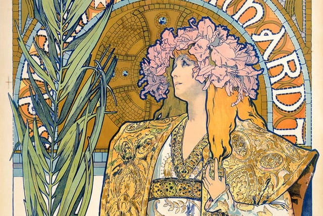 Poster for the première production of Victorien Sardou's Gismonda starring Sarah Bernhardt at the Théâtre de la Renaissance in Paris. | Source: Wikimedia Commons,  public domain