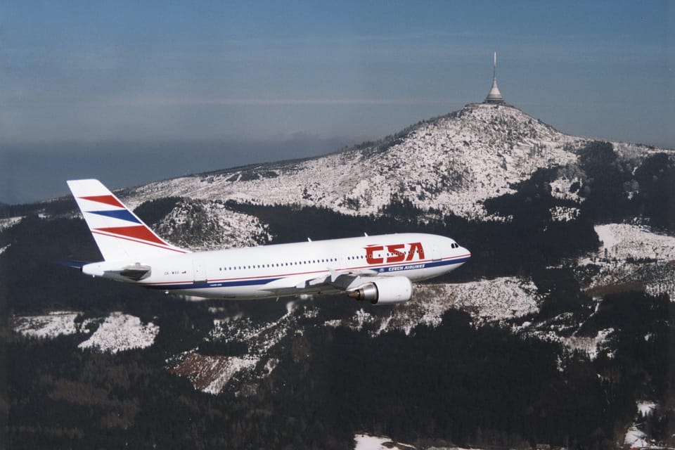 Airbus A310 flying around Ještěd,  1991 | Photo: Czech Airlines