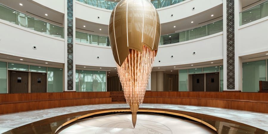 Czech glass artworks Lasvit install giant pendulum in Abu Dhabi medical centre - Vimarsana News